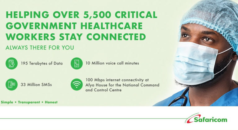 Safaricom to provide free Airtime, SMS and Data to frontline health workers as well as the ministry