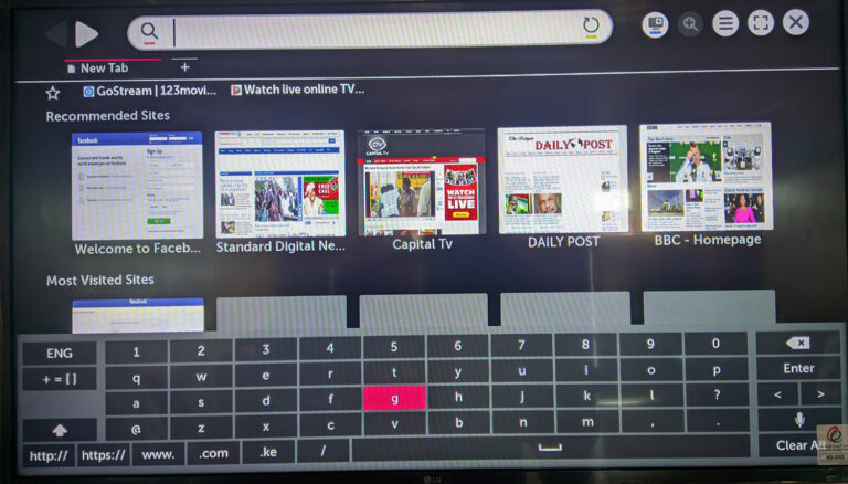 How to enable on-screen keyboard on an LG smart TV running WebOS