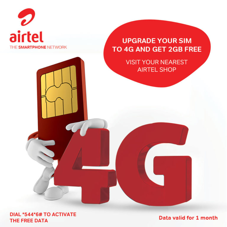 Get free 2GB airtel data bundles when you swap your 3G SIM card for a 4G SIM card