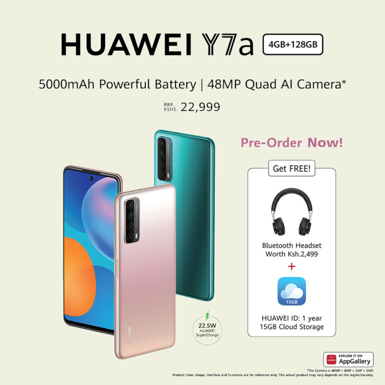 Huawei Y7a goes on preorder in Kenya with a free Bluetooth headset and free 1 year 15 cloud storage